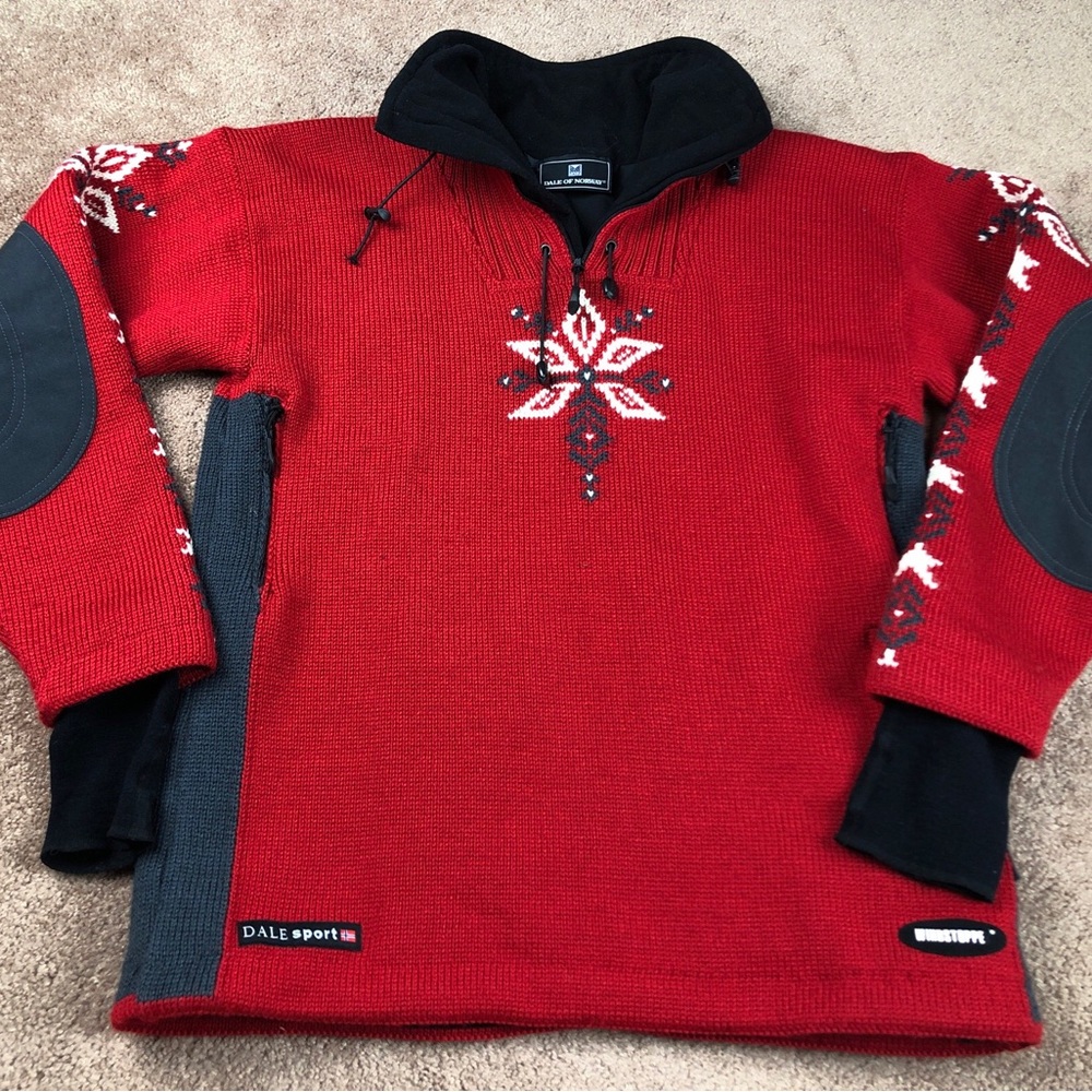 Dale Of Norway Solid Red Snowflake Knit Wind stopper Sweater Size Large